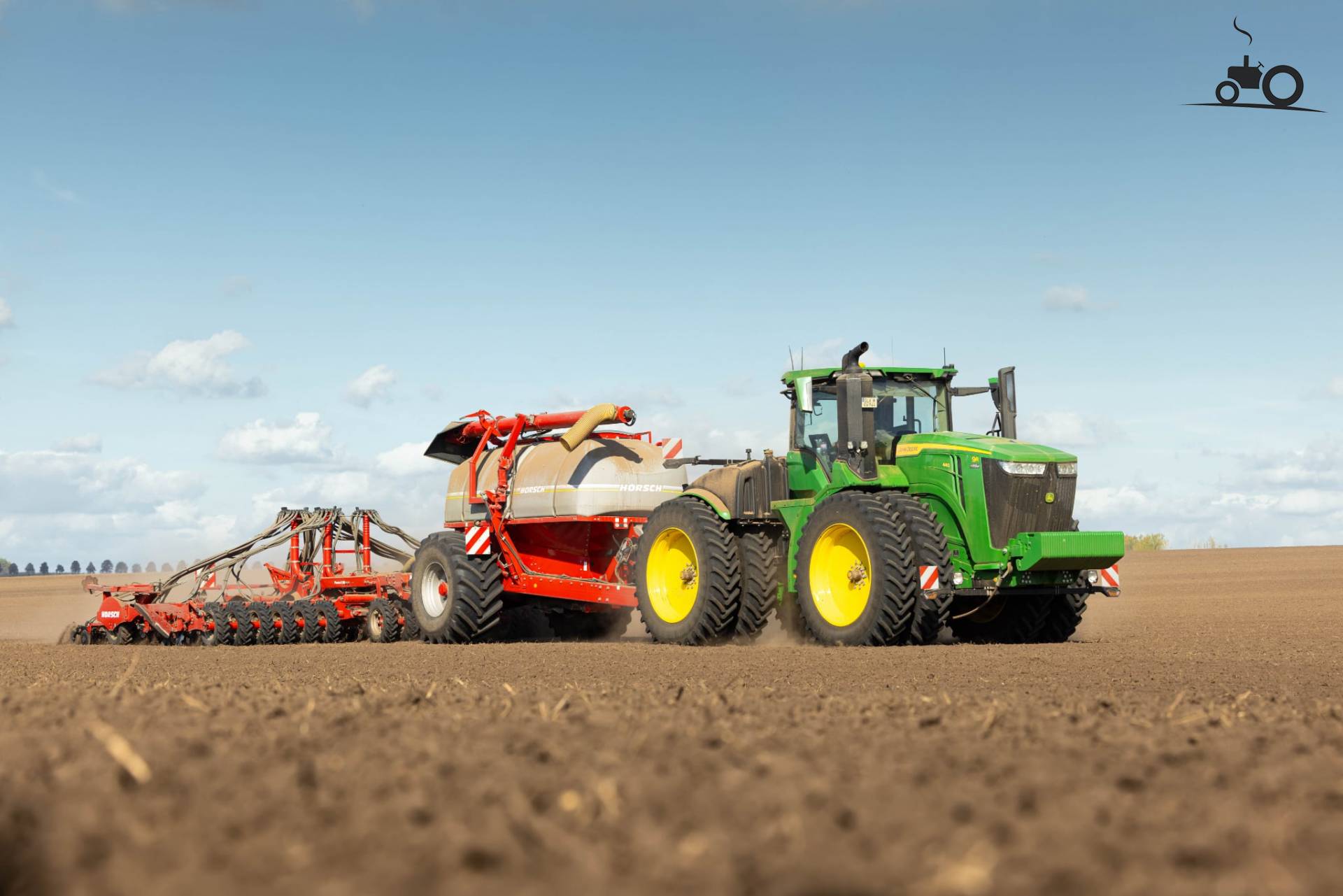 John Deere 9R440 met Horsch zaaimachine