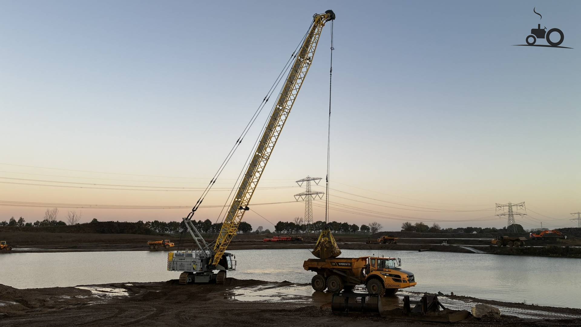 Liebherr HS 8100.2 excavator at sunrise