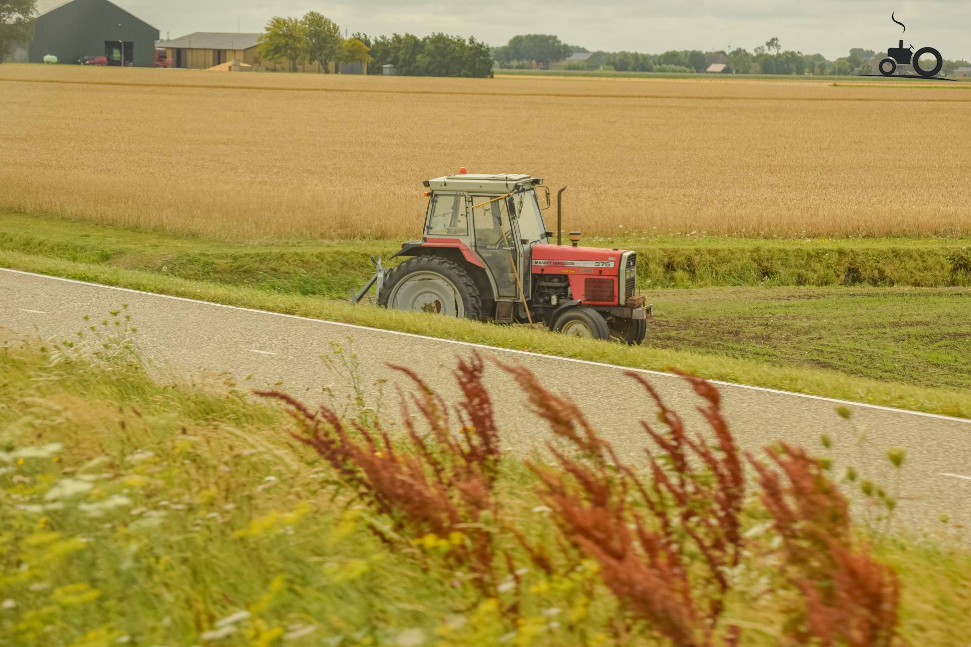 A Massey Ferguson 375 is on its way in Anna Paulowna, North Holland.