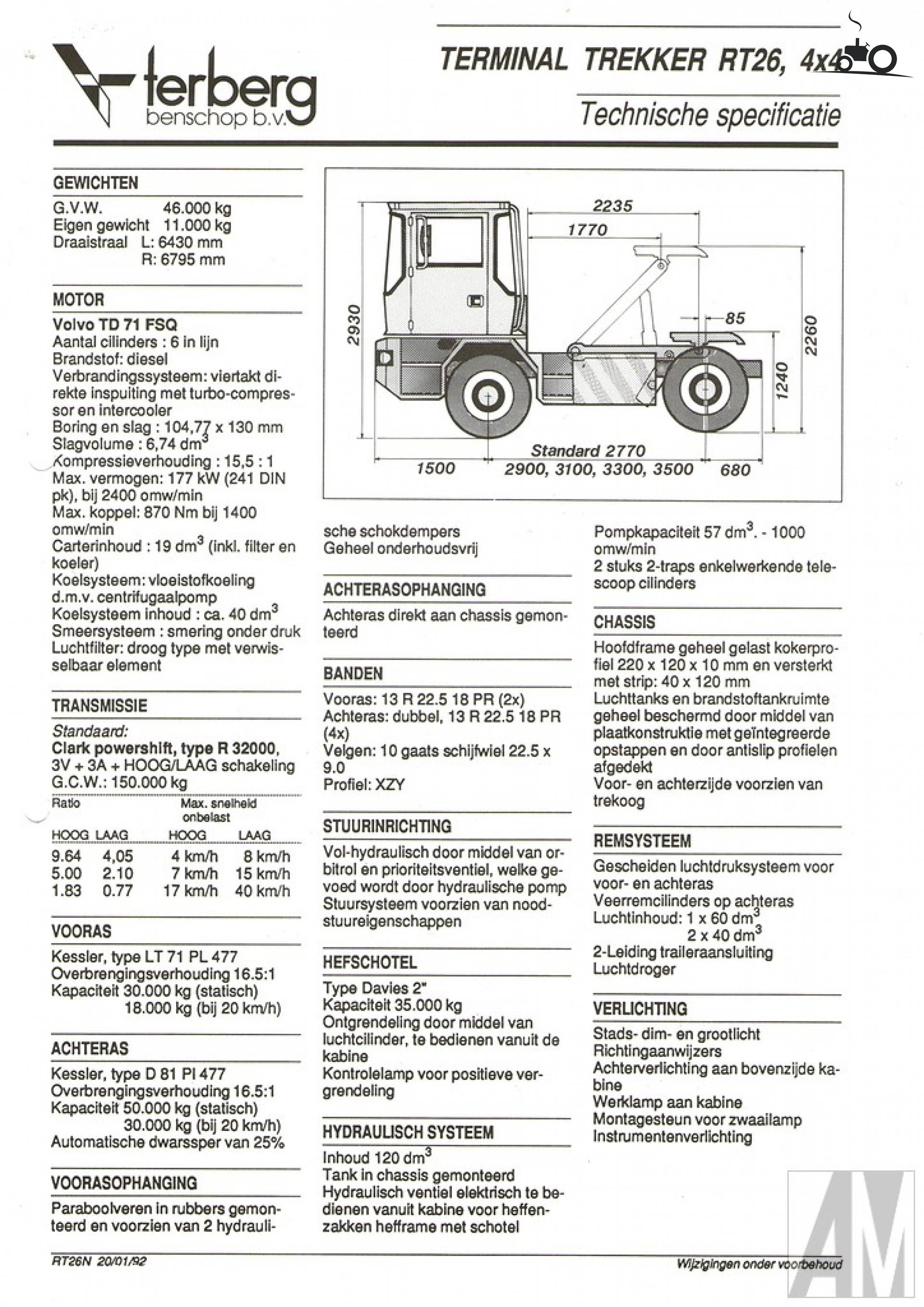 Terberg folder Specifications - Full Technical Data