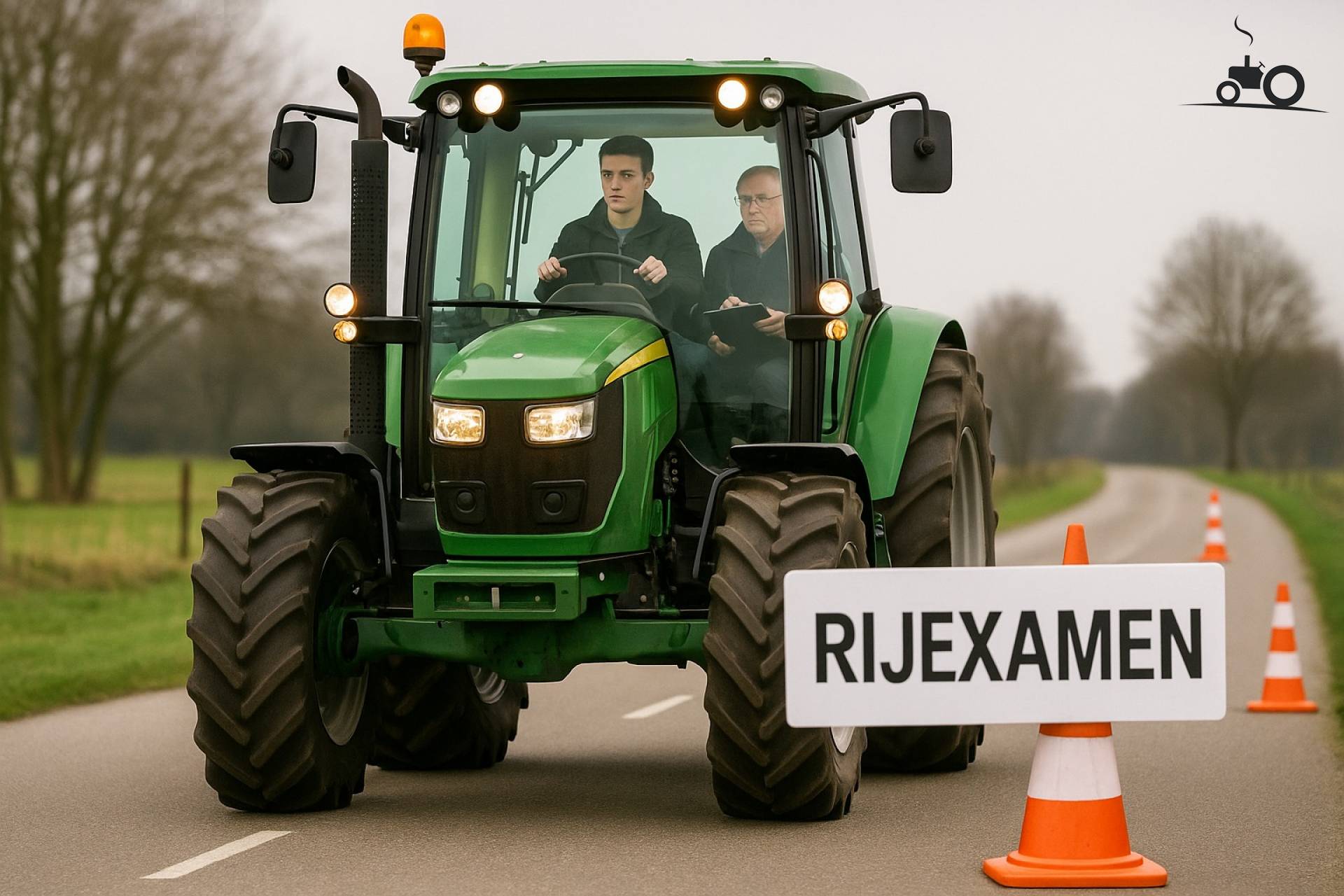 Exciting tractor exam on the road