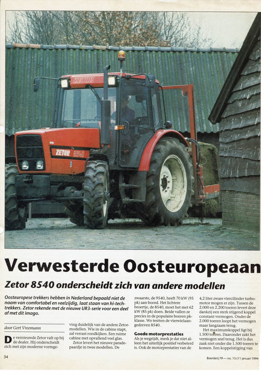Zetor 8540 Boerderij test door Gert Vreemann