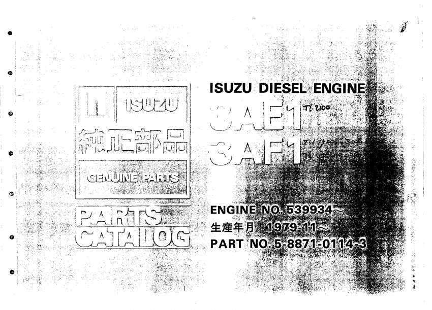 Isuzu 3AE1 3AF1 motor onderdelenlijst