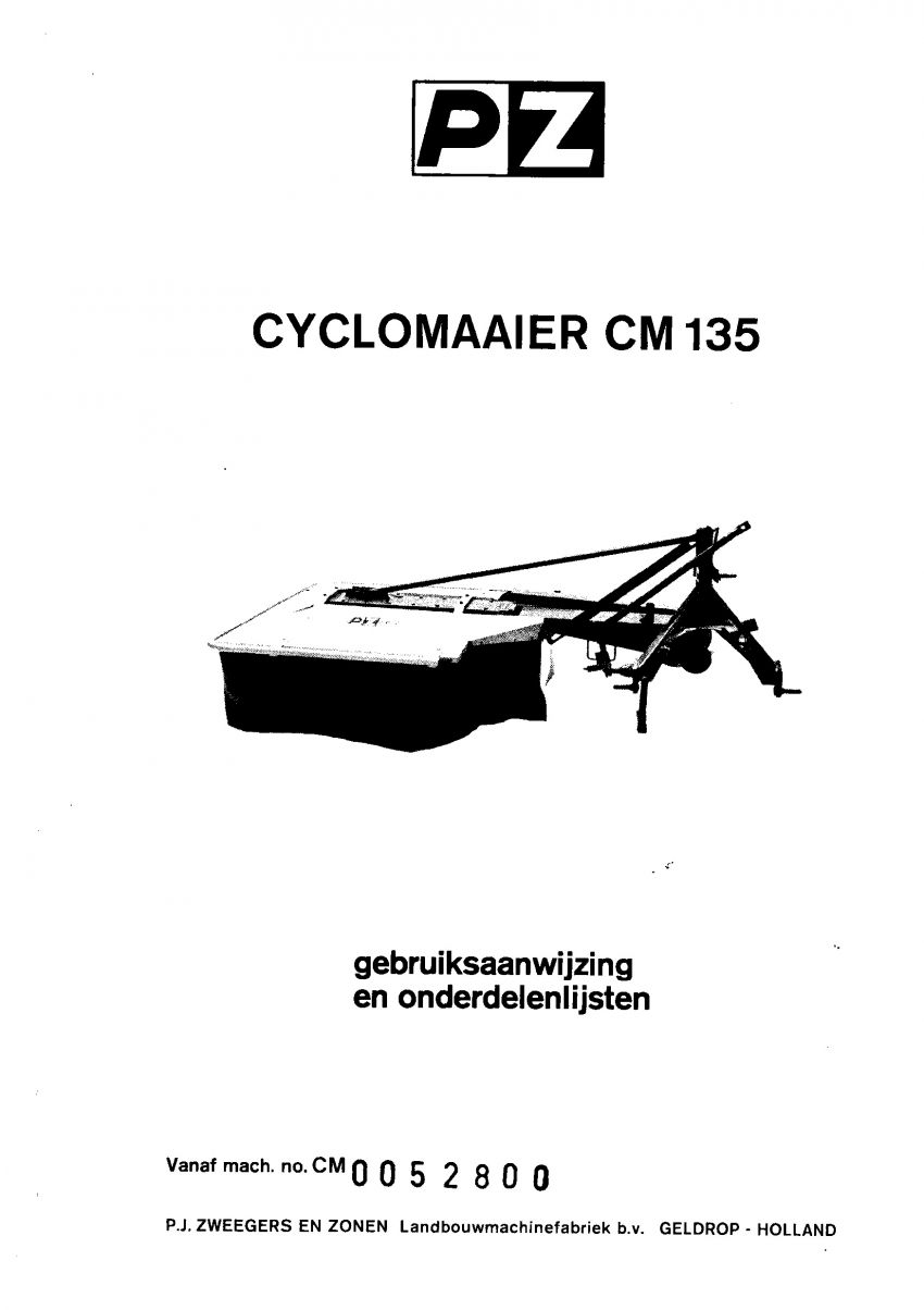 PZ CM-135 (Gebruikershandleiding & Onderdelenlijst)