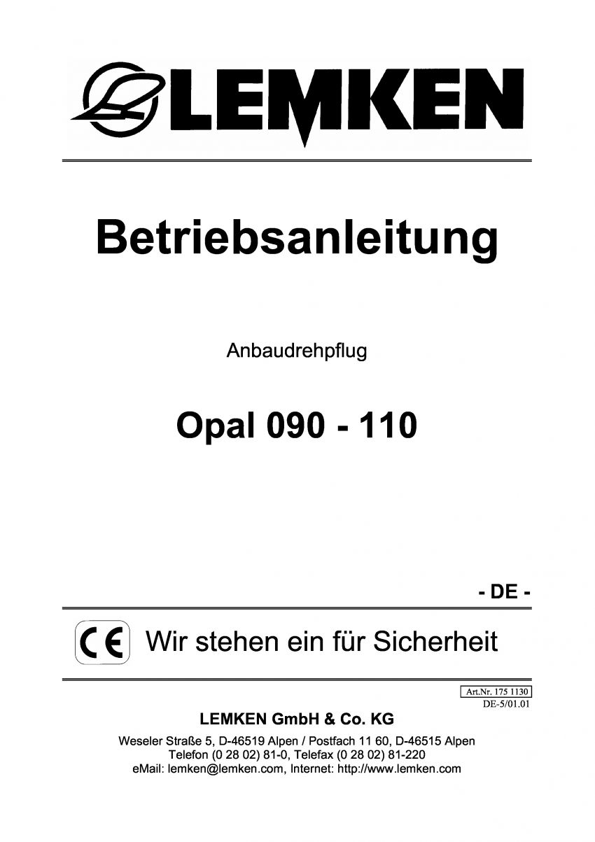Lemken Opal 090 - 110 Anleitung